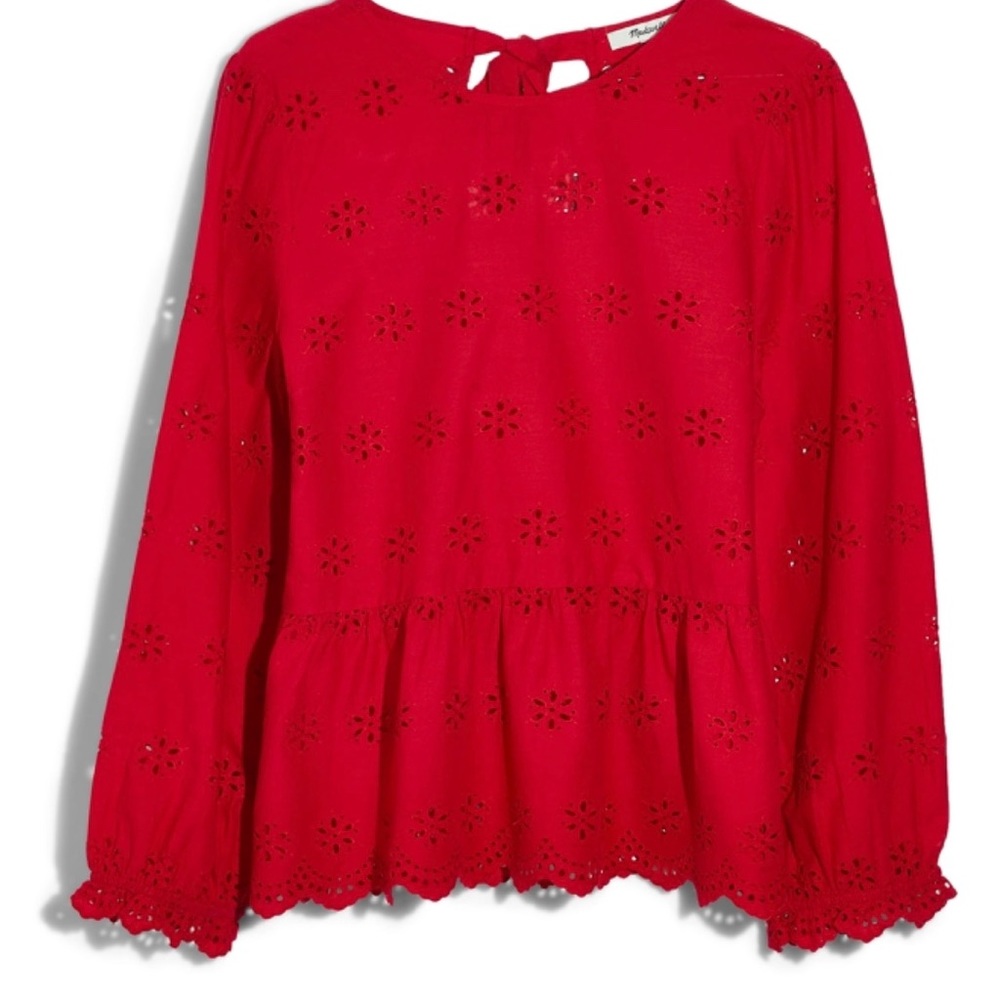 Madewell Scarlet Eyelet Peplum top